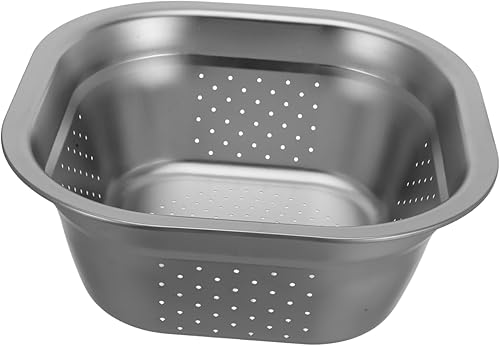 Miniatura 12 de UPKOCH Colador de acero inoxidable para verduras y frutas, gran capacidad, lavabo de lavado de cocina, fácil drenaje, diseño grueso para limpieza
