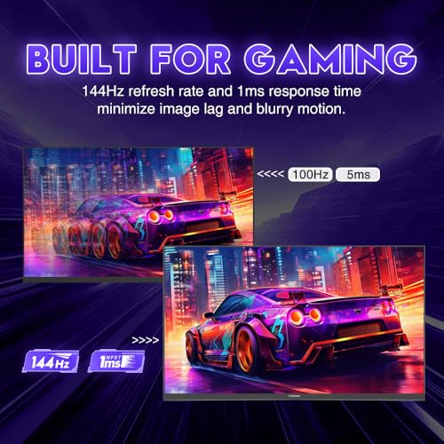 Image of Viewedge 23.8-inch Gaming Monitor FHD 1920x1080 144Hz, VA Panel with 4000:1 Contrast, HDR10, 1ms Response Time, HDMI & VGA Ports, Wall Mountable