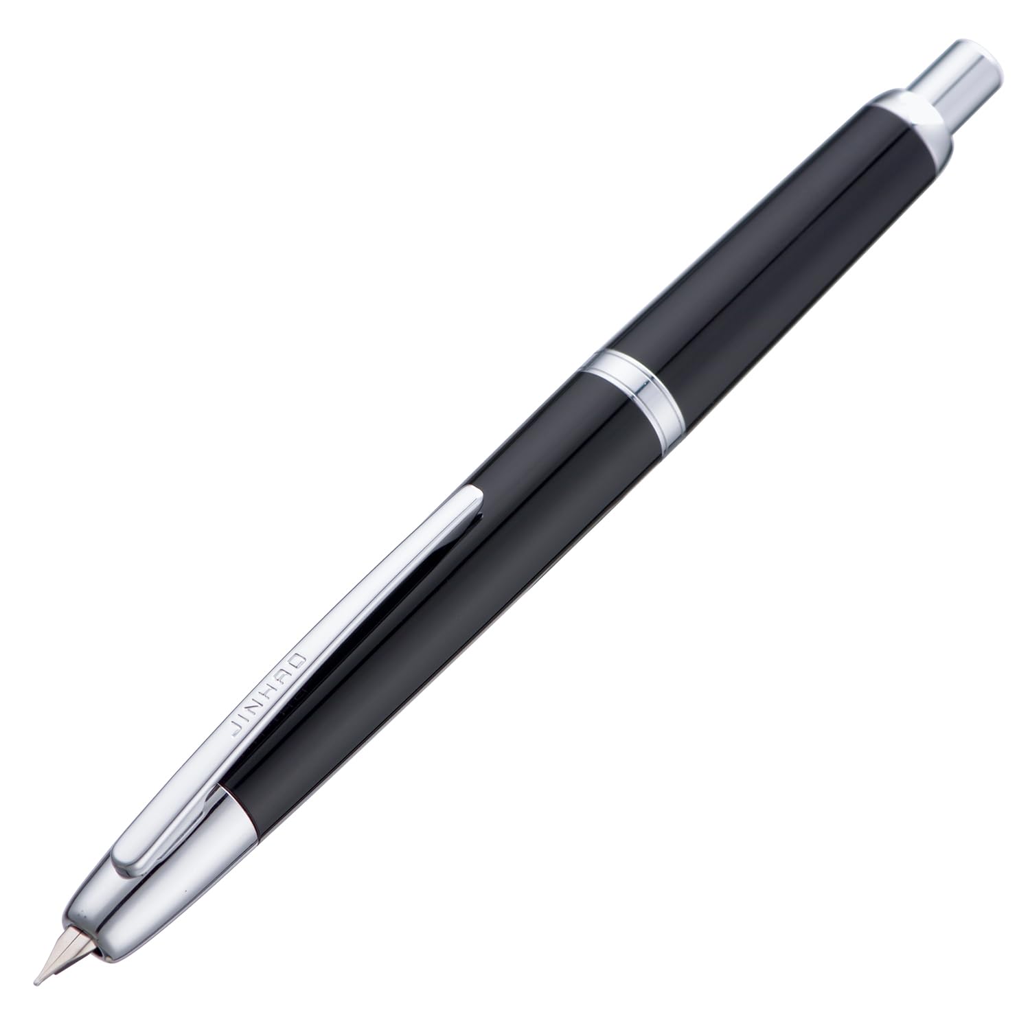 Jinhao seria 20 pióro kulkowe, piękny czarny długopis z wkładem i konwerterem atramentu z drobną końcówką (srebrny klips)