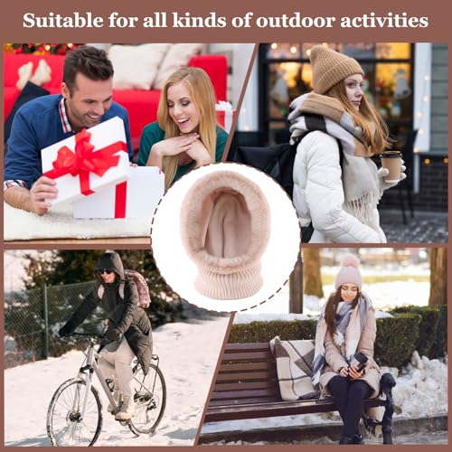 Image of Winter Fleece Balaclava Warm Men Hood Hat Knitted Hooded Scarf for Women Unisex Skull Cap