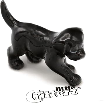 Little Critterz Black Labrador Decorative Porcelain Display Object Shadow Handcrafted Hand-Painted Adult Dog Home Decor Accent