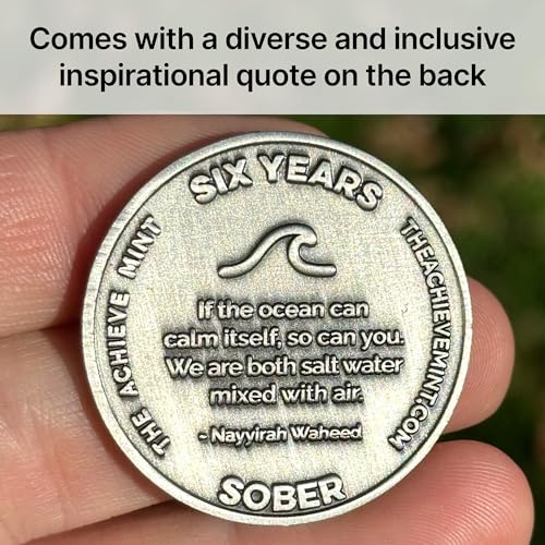 Image of 6 Years Sober Token | Six Years Sobriety Chip | Non-AA Gift, Non-Religious Medallion for Men and Women Celebrating Sobriety