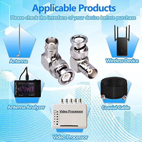 Adaptador en ángulo BNC macho a hembra 90 grados 2 piezas miniatura 3