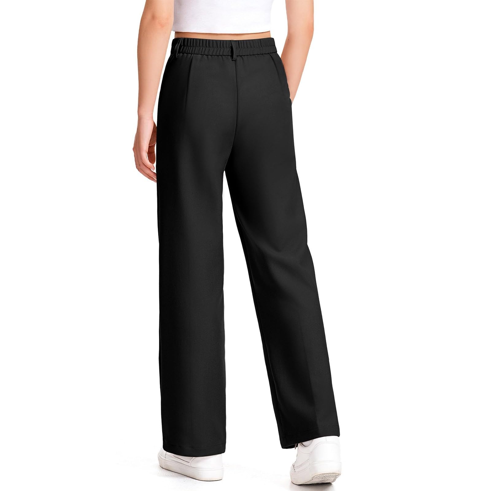 Pantalones escolares para niñas cintura media elástica uniforme con bolsillos
