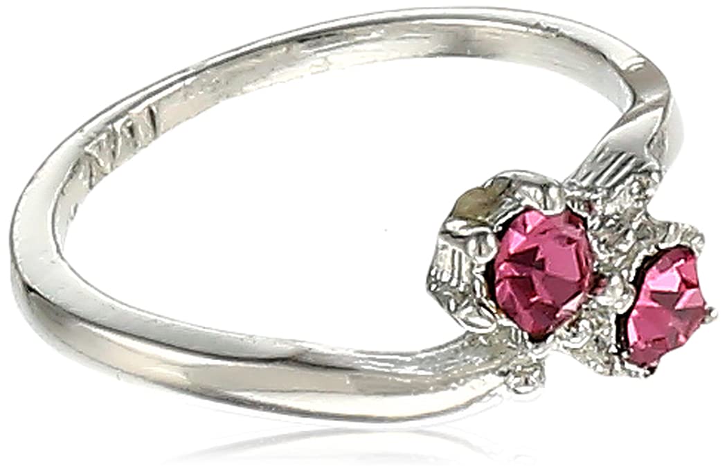 Estele Rhodium Plated Double Bliss Ring for Women with Pink Austrian Crystals (B08D4783PJ) Amazon Price History, Amazon Price Tracker