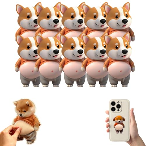 WPDUIODF 3D Shiba Inu Hundebauch Aufkleber, Hunde-Squishy-Aufkleber, Niedliche Gepolsterte Protektoren, for Kinder, Mädchen, Teenager, Erwachsene, Partygeschenke, Handyhülle(10pcs-c)