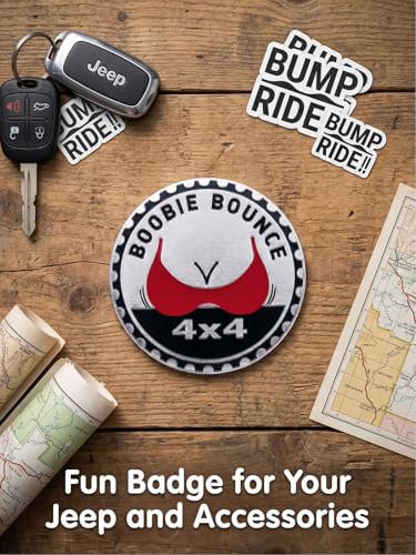 Image of 2 PCS Boobie Rated Car Emblem, 4 x 4 Metal Automotive Badge, 3D Round Metal Car Badges Emblems, Car Badge Decals Stickers Compatible with Jeep Wrangler Vehicles Trucks SUV RV (Boobie)