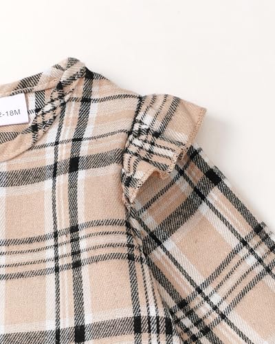 Baby Toddler Girls Clothes Plaid Long Sleeve Ruffle Shirts Pant Cute 2 Piece Fall Winter Baby Girl Outfit Set4