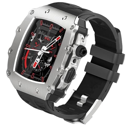 Bracelet caoutchouc iWatch 45mm et boîtier acier inoxydable de protection