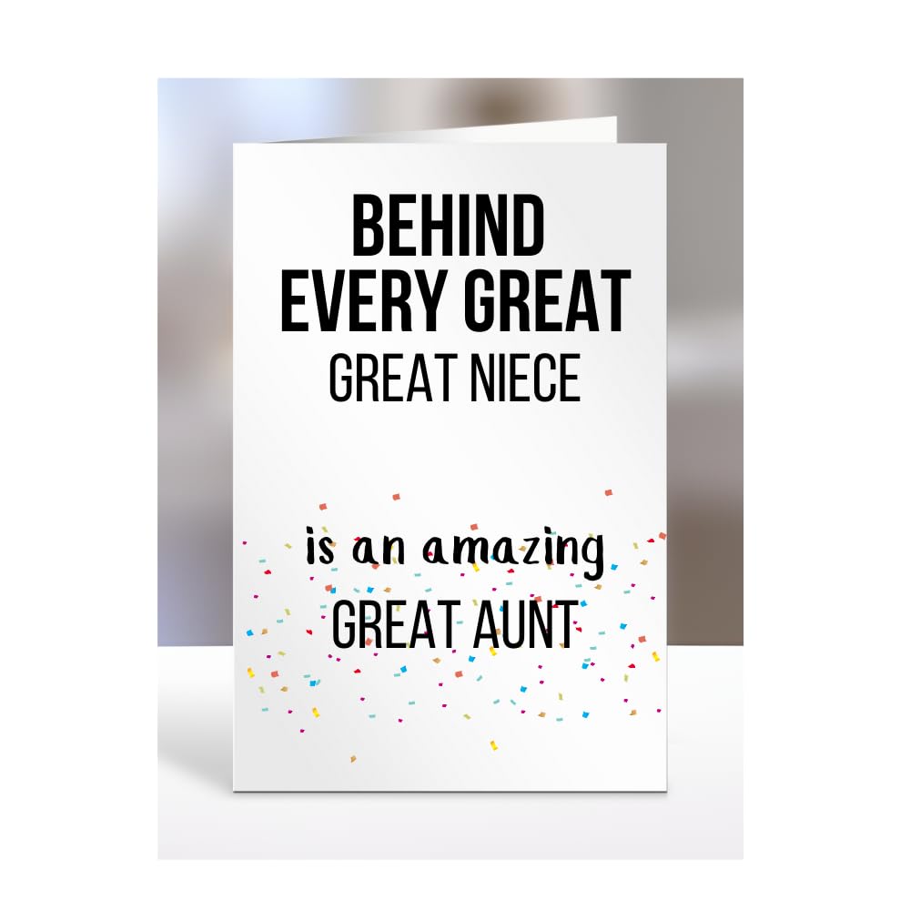 Birthday cards for Great Niece from Great Aunt, Gifts for Him, Her, Men, Women, Presents for Christmas, Behind Every Great An Amazing, Cute, A5-255b_146