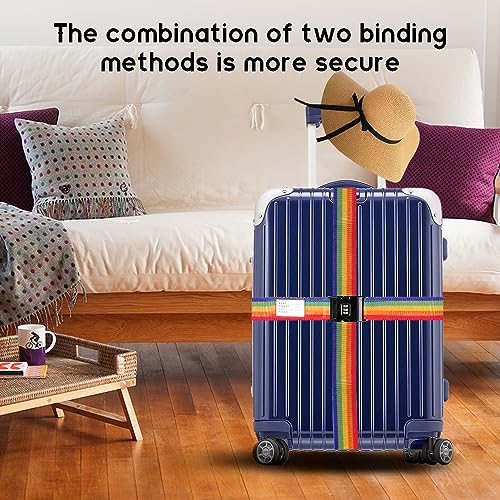 Image of Luggage Straps with Combination Lock Adjustable Non-Slip Cross Strap for 20-34 inch Suitcases Travel Suitcase Belt