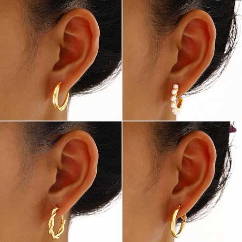 Image of FAXHION 68 Pcs Gold Jewelry Set for Women with 7 Necklace, 17 Bracelet, 5 Hoop Earrings, 15 Stud Earrings, 24 Knuckle Rings for Women Jewelry Set for Women Gift