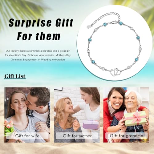 Image of Anklet for Women 925 Sterling Silver Double Infinity Ankle Bracelet Waterproof Summer Jewelry Anniversary Birthday Gifts for Her