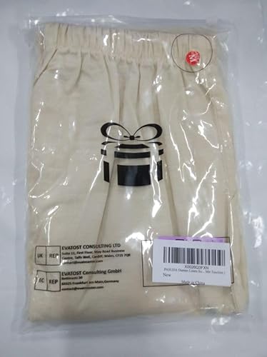 PASUDA Women's Trousers Summer Cotton Linen Cropped Wide Leg Pants Ladies Casual Lightweight Straight Elasticated Waist Loose Trousers with Pockets (Beige, XL) - Image 9