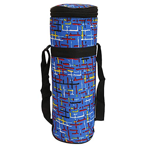 Kuber Industries Circle Design Canvas Water Bottle Cover, 2 litres, Blue