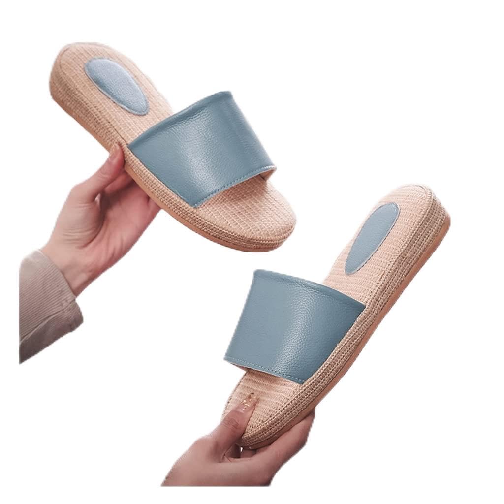Zapatillas Ligeras De Lino De Algodón para Mujeres Y Hombres, Sandalias Unisex para Mujeres/Hombres Antideslizantes, Zapatillas Planas con Punta Abierta De Algodón Transpirable para Mujer (Color: