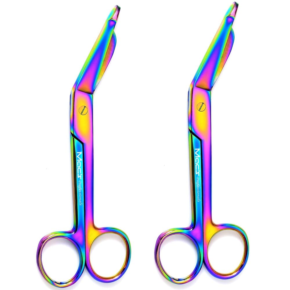 MACS - Medical and Nursing Lister Bandage Scissors;-Multi Titanium-Supreme Grade, Made of High Grade Surgical Stainless Steel, 5.5" (5.5 Inch Pack of 2)