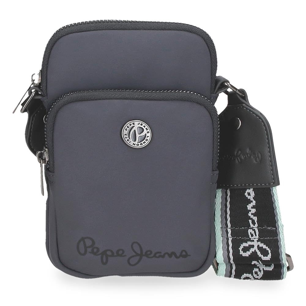 Pepe Jeans Corin Messenger Bag Mobile Phone Holder Grey 11x17.5x4cm Polyester and PU 0,77L by Joumma Bags, grey, One Size, Shoulder Bag Mobile Phone Case