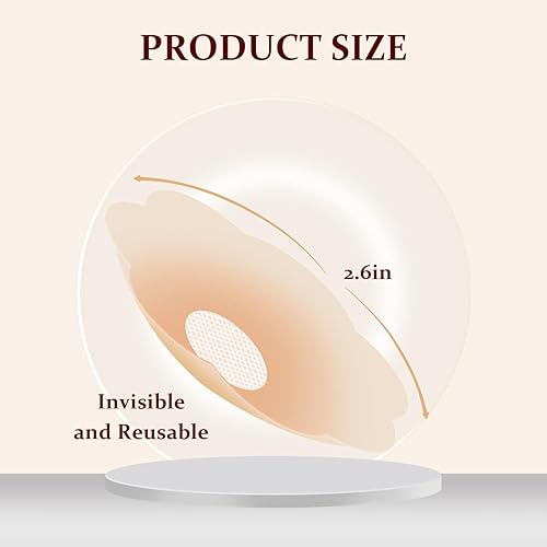 Miniatura 3 de Pasties - Cubierta para pezón para mujer, reutilizable, invisible, adhesiva, de silicona, para pezones, redondo, color piel