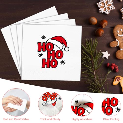 Tbsone Christmas Paper Napkins Disposable: 3-Ply Funny Santa Xmas Napkin, Holiday Party Table Decor for Luncheon, Dinner, Dessert, Cocktail, Appetizer (6.5 x 6.5 Inches, 50 Pack) – Image 4