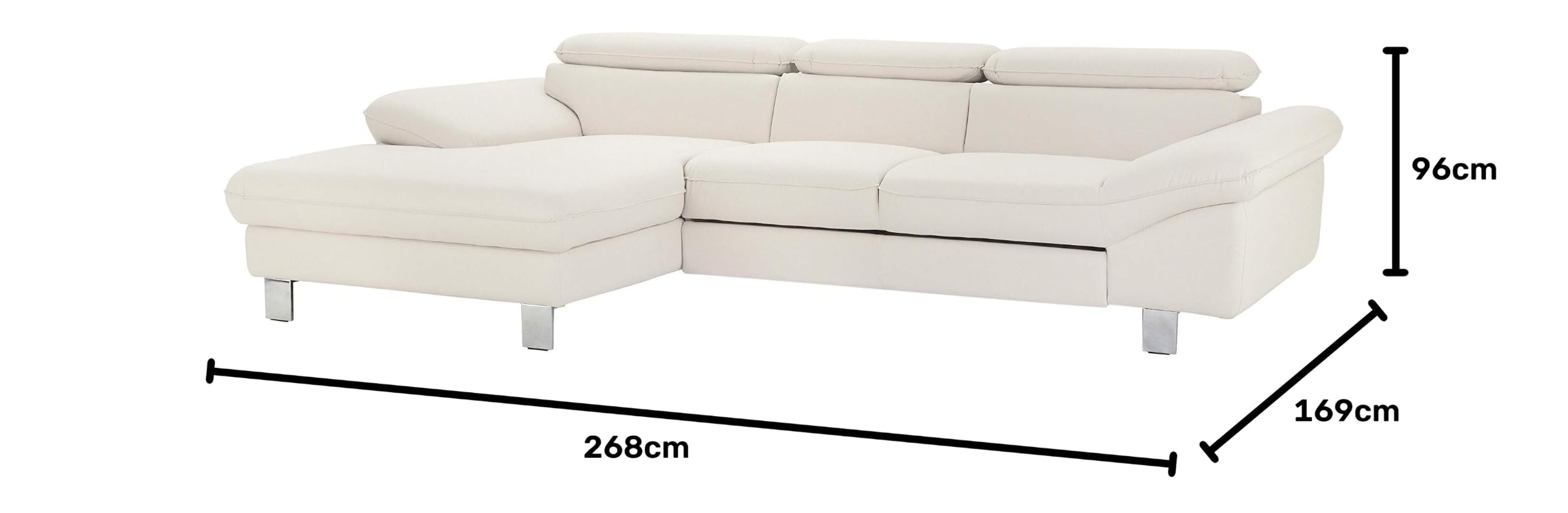 Mivano Driver REC-2 Canapé d'angle Gauche, Similicuir, Cuir synthétique : Blanc, Recamiere Links