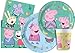 Kit Party Tavola Peppa Pig Messy Play per 24 persone (112 pezzi: 24 piatti carta Ø23cm, 24 piatti carta Ø20cm, 24 bicchieri carta 200ml, 40 tovaglioli carta 33x33cm)