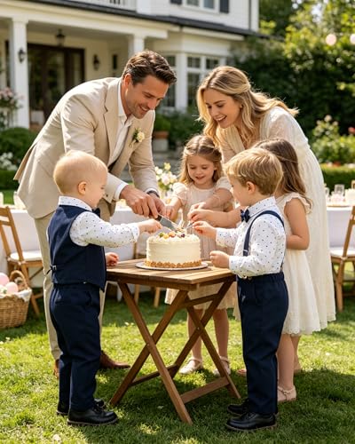 Image of SANGTREE Boys Suit Cotton Linen Formal Set Baby Boy Dress Clothes Gentleman Wedding Ring Bearer Outfits, 3 Months - 9 Years