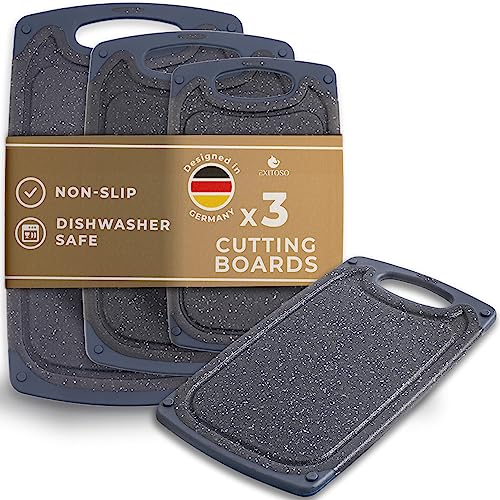 Exitoso Cutting Board Set of 3 - Cutting Boards for Kitchen Dishwasher Safe - Non Slip Plastic Cutting Board with Juice Groove - Large and Small Black Cutting Boards For Kitchen Essentials Exitoso Cutting Board Set of 3 - Cutting Boards for Kitchen Dishwasher Safe - Non Slip Plastic Cutting Board with Juice Groove - Large and Small Black Cutting Boards For Kitchen Essentials