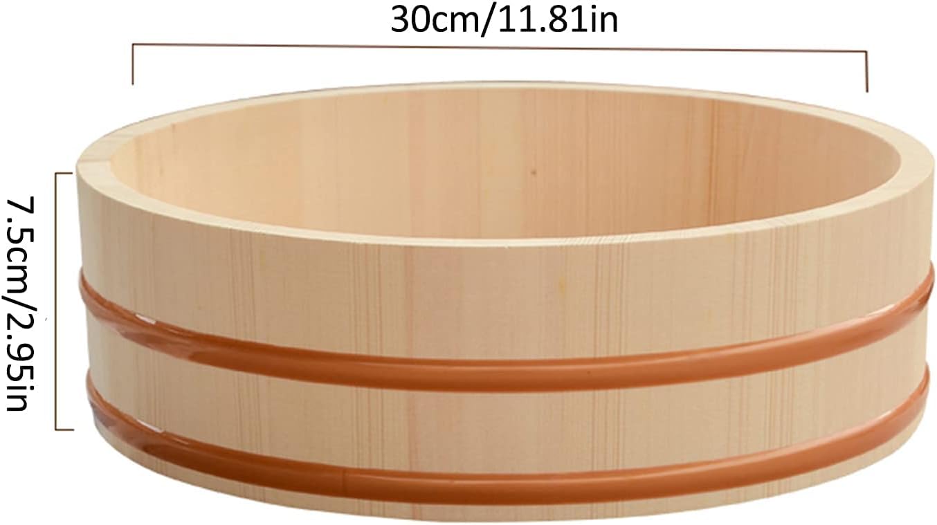 Hgiri Oke Sushi Miska Chłodząca Do Ryżu Zestaw Akcesoriów Do Serwowania Z Matami Do Sushi I łopatką Do Ryżu Do Restauracji, 30cm/11.8in