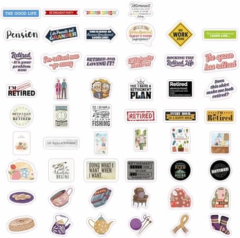 BulbaCraft 100Pcs Funny Retirement Stickers and Laptop Decals - Retirement Party Supplies, Gifts for Women & Men — view 2