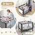 Costzon 3 in 1 Pack and Play with Bassinet, Portable Baby Playard with Changing Table, Music Box, Whirling Toys, Wheels/Brake, Basket, Foldable Infant Bassinet Crib for Baby Toddlers Indoor Outdoor