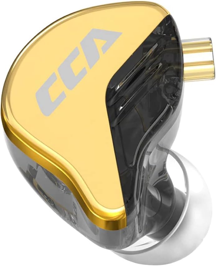 CCA CRA+ in Ear Monitor Headphones, Patented Ultra-Thin Diaphragm Dynamic Driver IEM, Clear Sound & Deep Bass, Wired Earbuds (Golden)