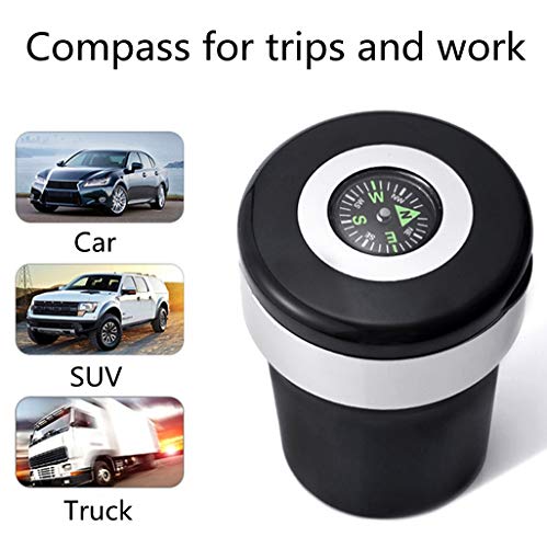 Auto Car Ashtray Portable With Blue Led Light Ashtray Smokeless Smoking Stand Cylinder Cup Holder (Silver-Black) #TOP6