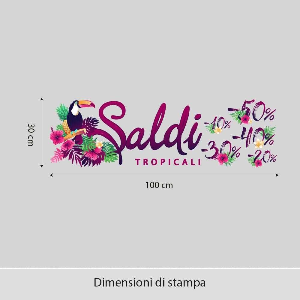 kina - UVSD0006 Vetrofania Trasparente Removibile Riposizionabile per vetri finestre Vetrine Negozi - Adesivi Saldi Estivi Sconti Occasioni - 1 Foglio 100x30cm