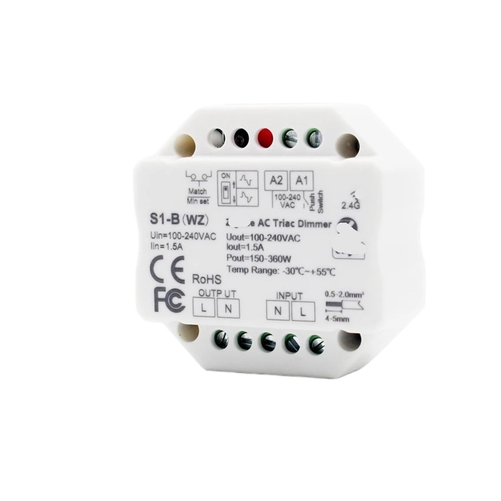 LED-Dimmer 220V 230V Druckschalter Fernbedienung AC Thyristordimmer S1-B WZ geeignet for einfarbige LED-Leuchten