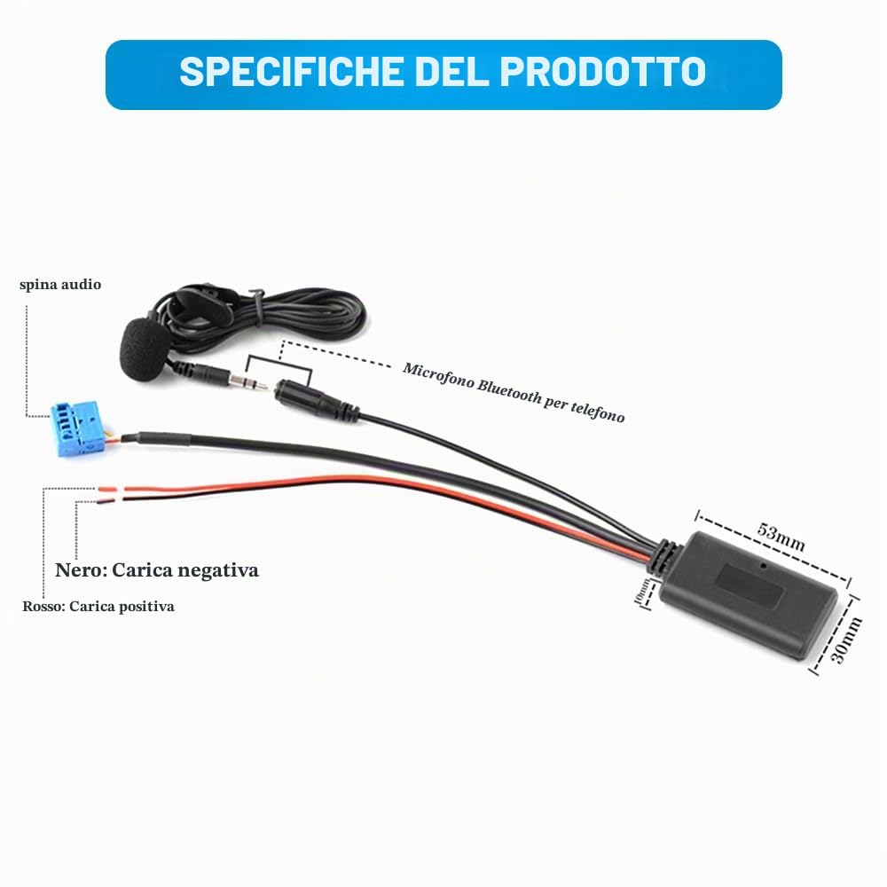 Riloer Adattatore audio Bluetooth AUX con microfono,vivavoce bluetooth per auto,compatibile con BMW Z4 (E85/E86), X3 (E83), compatibile con Mini Cooper (R50/JCW), compatibile con Mini Cooper S R53