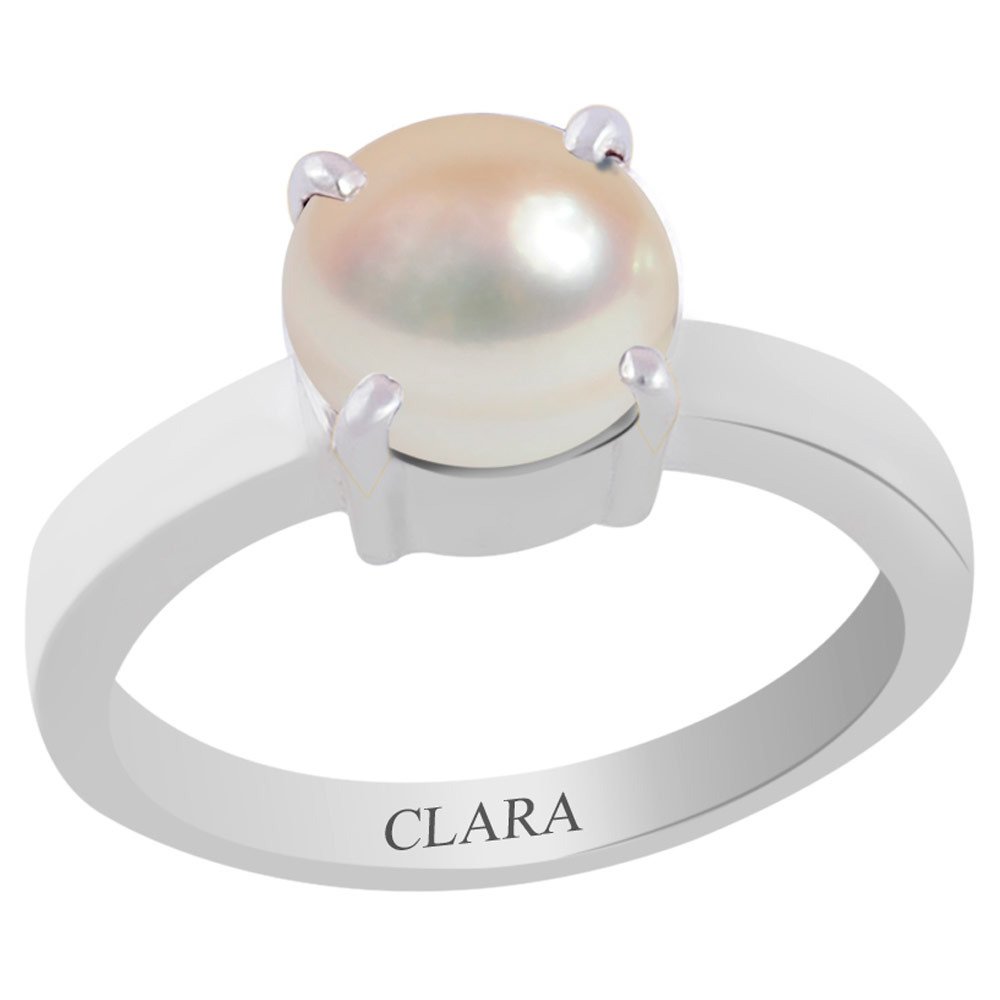 Clara Certified Pearl (Moti) 6.5cts or 7.25ratti 4 Prongs Silver Ring for Men and women-29 (B093LR7GQ5) Amazon Price History, Amazon Price Tracker