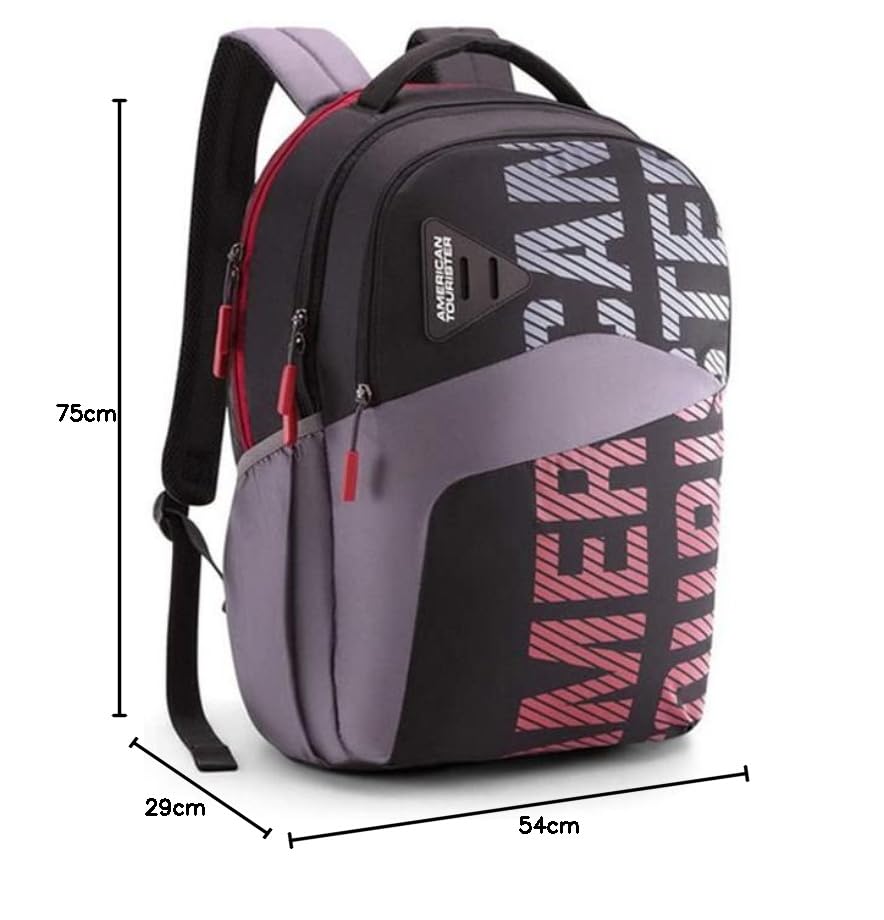 Image of American Tourister Sest+ Polyester 2 Compartment Unisex Backpack (Black,Frsz) (Free Size)