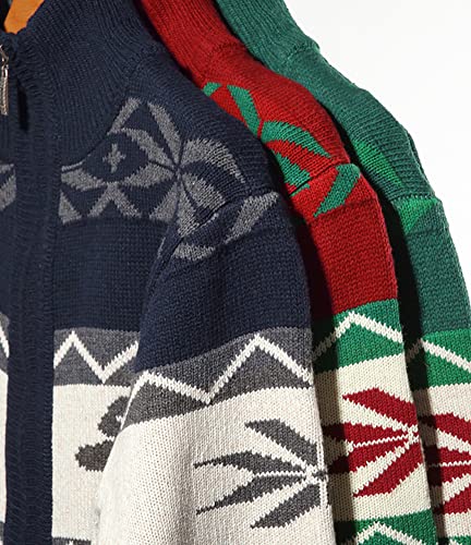 Kedera Men's Cardigan Sweaters Stand Collar Cable Thick Knitted Full Zip Sweater with Pattern