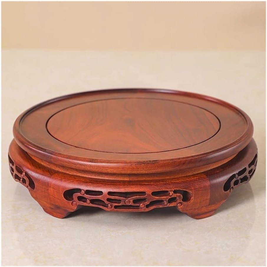 Vase Stand Rotatable Round Sour Branch Wood Display Stand Base, for Bonsai Vase Fishbowl Teapots(Small)