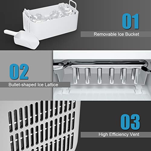 Costway Ice Maker Countertop With Self-Clean Function, Make 44 Lbs Ice In 24 Hours, Ice Cubes Ready In 8.5 Mins, Ideal For Bar Home And Office, Portable Ice Machine With Ice Scoop And Basket, Sliver #TOP3