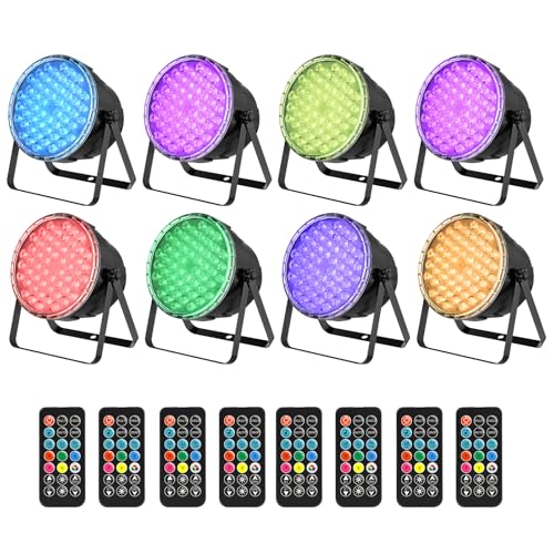Image of BETOPPER Par Lights with Remote Control, 54x3W LED RGB 3-in-1 Stage Lights DMX DJ Lighting Fixtures, Superior Brightness Strobe Light & Wash Light for Party, Concert, Church, Wedding, Bar,8 Pack