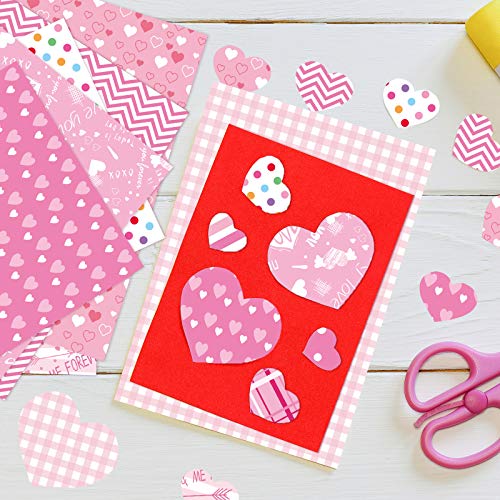 ASTARON 90 SheetA Valentine\'s Day Pattern Paper Set Valentine\'s Pattern Paper 5.5 x 8.27 Inches Decorative Paper for Card Making Scrapbook Decoration Valentine\'s Day Supplies, 10 Different Patterns