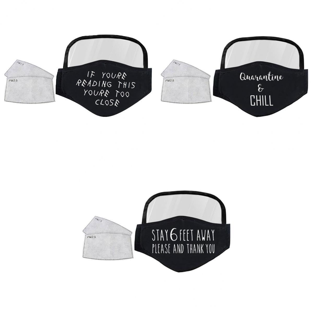 3 Pieces Cotton Mouth Cover Face Masks with PM2.5 Filters & Eye Shield|Clothing, Shoes & Accessories | Costumes, Reenactment, Theater | Accessories | Masks & Eye Masks-image-29