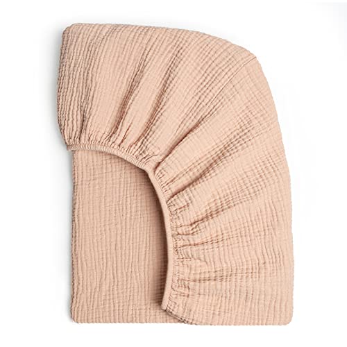 Image of Lulu Moon Muslin Crib Sheet Fitted Crib Mattress Sheet for Boys and Girls, 28"x 52" Peach