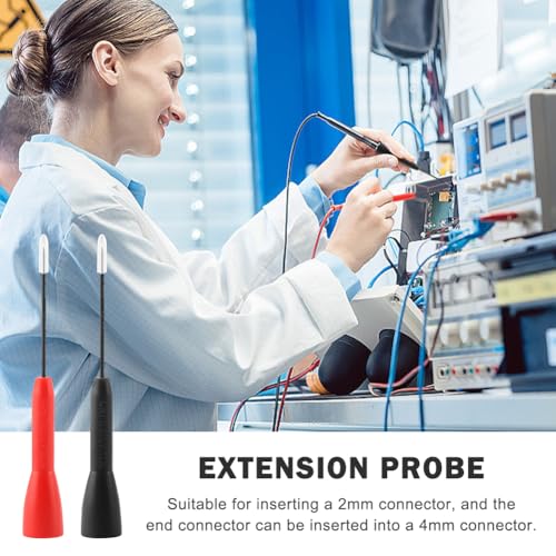 Image of 4 Pack 2mm Extended Needle Test Probes, Multimeter Test Leads, 600V /10A Non Destructive Multimeter Test Probe for Fluke Leads tl71 tl75
