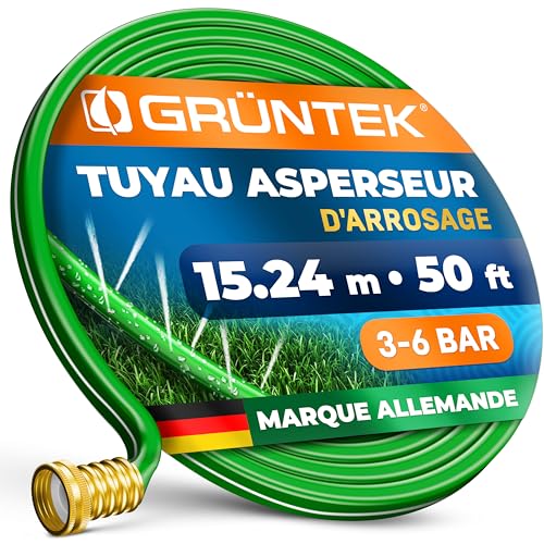 GRÜNTEK Tuyau Asperseur d'Arrosage Jardin perforé Arroseur à Pulvérisation fine pour Jardin et Gazon étroits et longs.