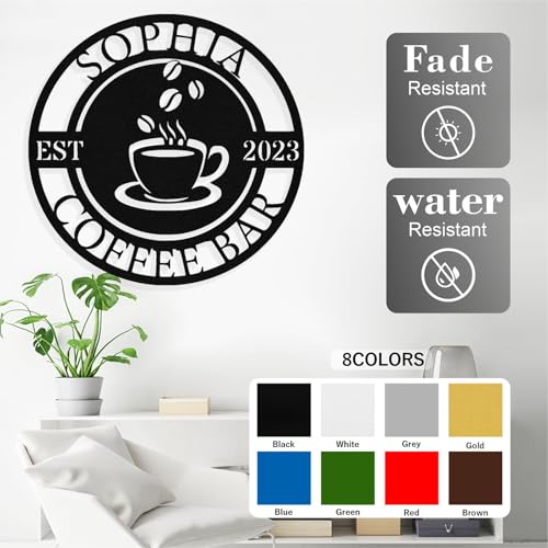 Image of Personalized Coffee Bar Metal Sign, Custom Coffee Signs, Custom Coffee Name Signs for Cafe Station, Coffee Wall Art Decor for Kitchen, Cafe Shop Decor, Cafe Lover Gift