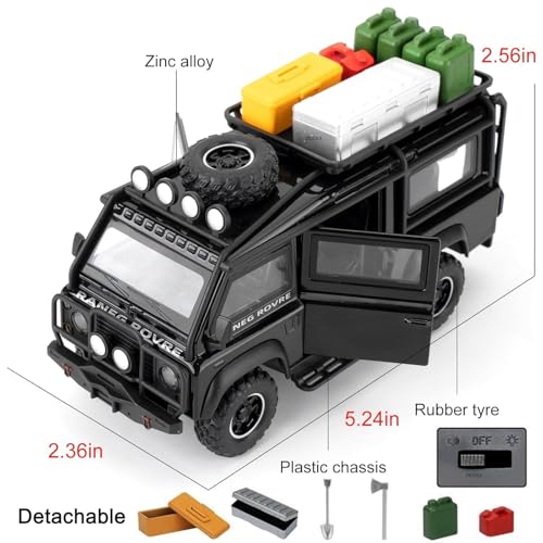 Image of FEXXA 1 /32 Compatible for Land Rover Van Model Car, Pull Back Diecast Collectible Car Toy with Sounds&Lights for Kids Boys Girls and Adults, Gift (BLACK1)