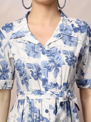 Image of Stylum Women's Floral Printed Cotton Flared Dress